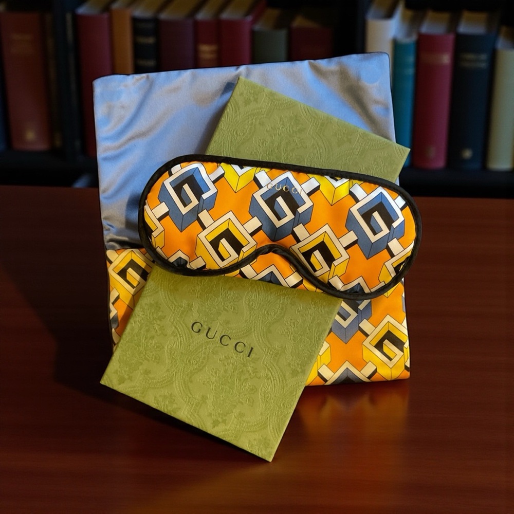 Authentic Gucci Geometric G Silk Sleep Mask NWT